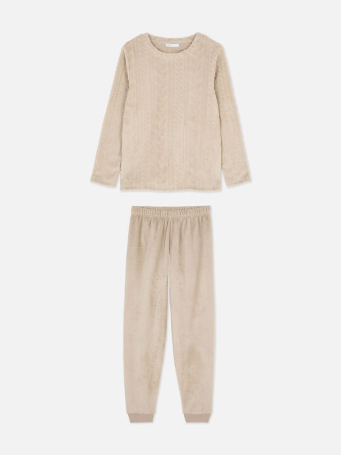 Cable Texture Fleece Pajamas