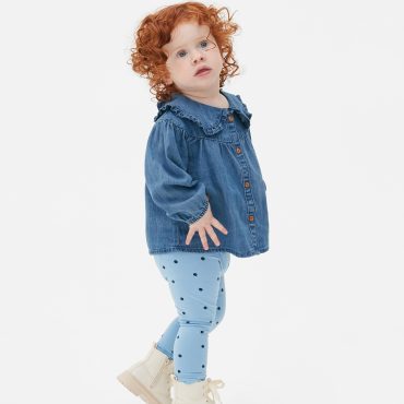 Denim Blouse and Leggings Set