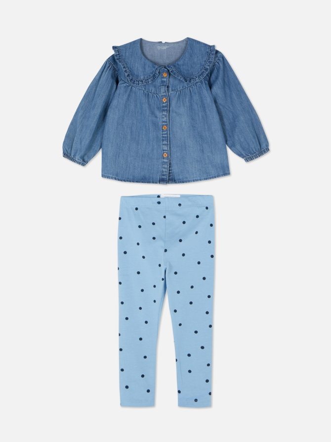 Denim Blouse and Leggings Set - Image 3