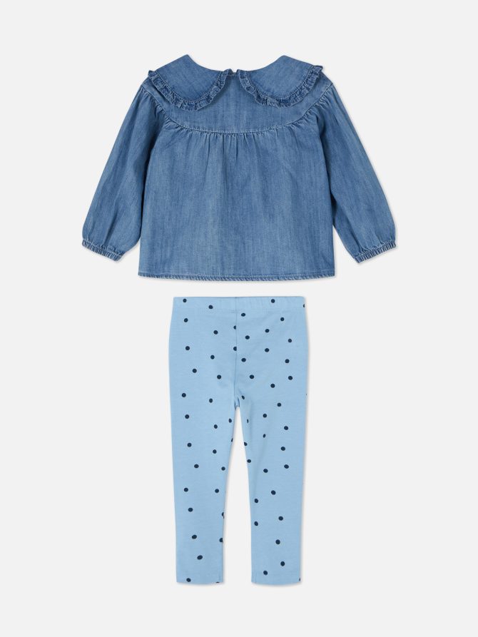 Denim Blouse and Leggings Set - Image 4