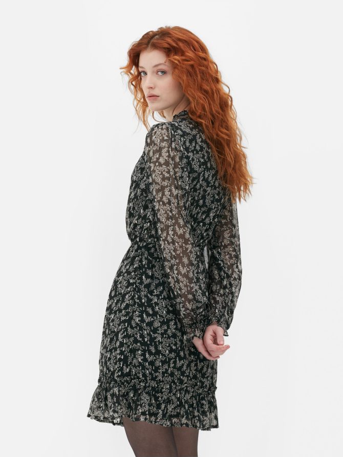 Chiffon Long Sleeve Mini Dress - Image 4