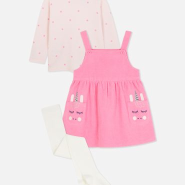 T-Shirt, Tights and Corduroy Dress Set