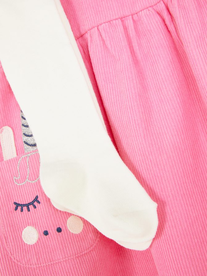 T-Shirt, Tights and Corduroy Dress Set - Image 3