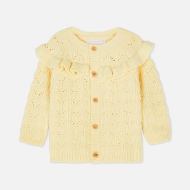 Pointelle Ruffled Cardigan