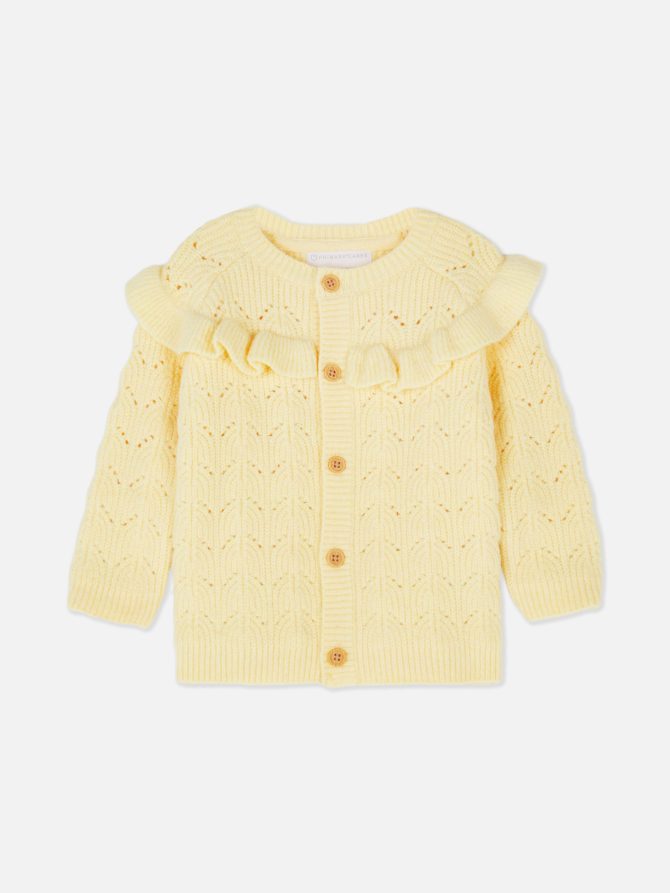 Pointelle Ruffled Cardigan