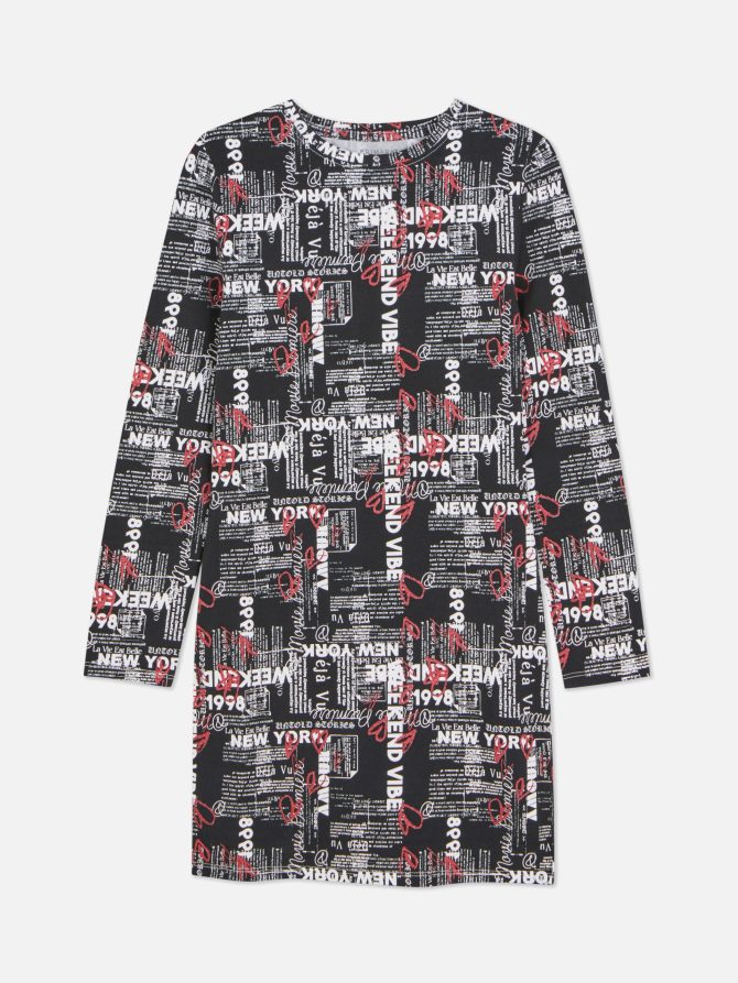Newspaper Print Dress