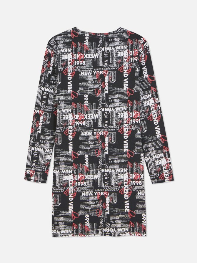 Newspaper Print Dress - Image 2