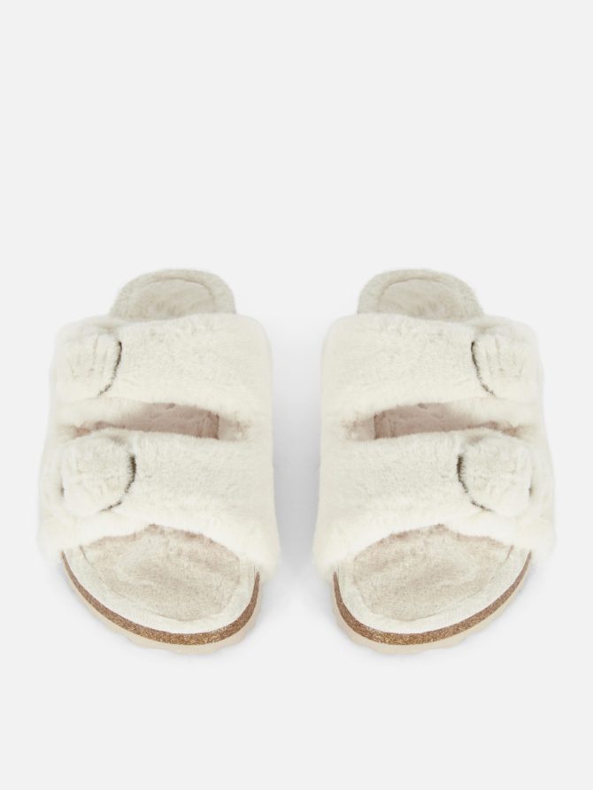 Faux Fur Two Strap Slippers - Image 2