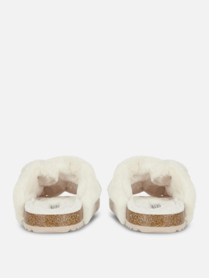 Faux Fur Two Strap Slippers - Image 3