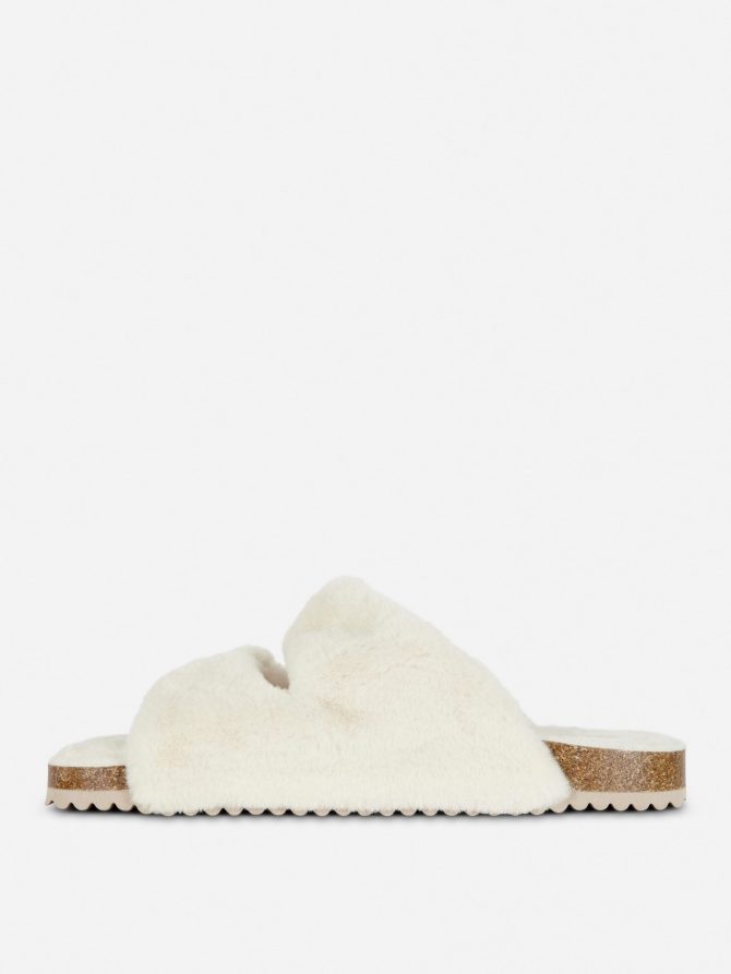 Faux Fur Two Strap Slippers - Image 4