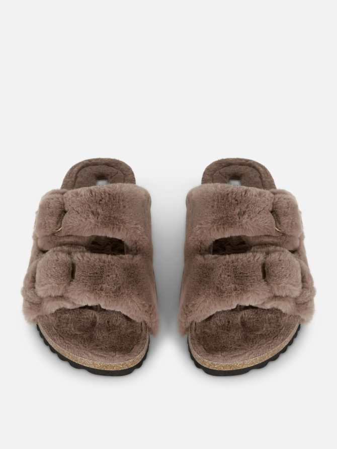 Faux Fur Two Strap Slippers - Image 2