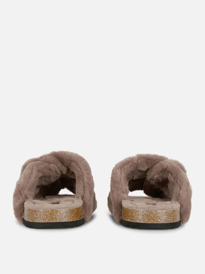 Faux Fur Two Strap Slippers - Image 3