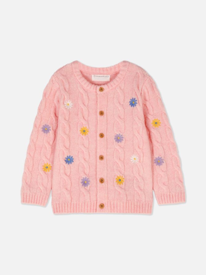 Floral Cable Knit Cardigan - Image 3