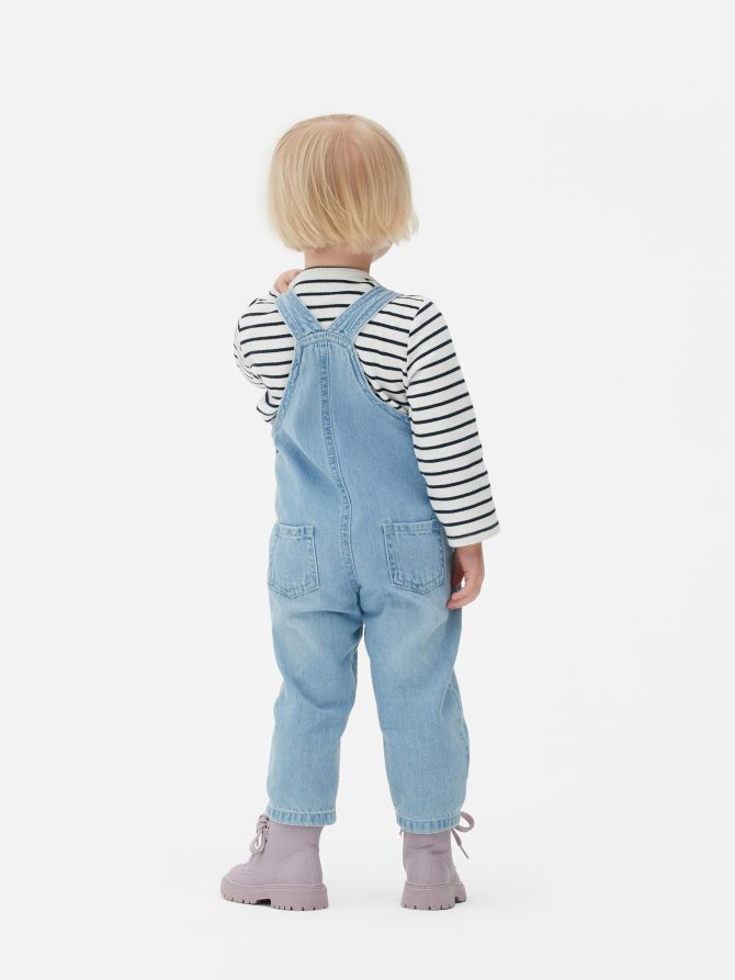 Striped Top and Denim Overalls Set - Image 2