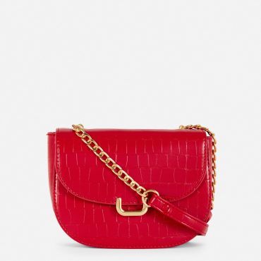 Faux Croc Crossbody Bag