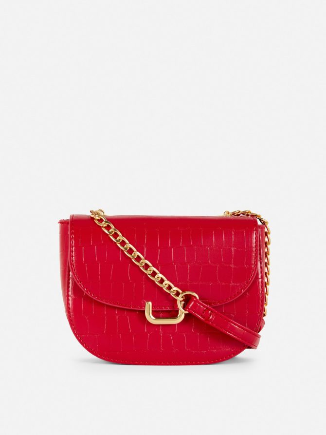 Faux Croc Crossbody Bag