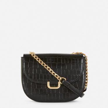 Faux Croc Crossbody Bag