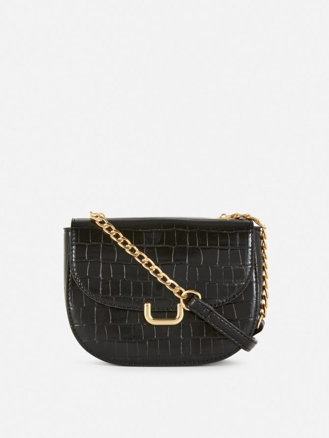Faux Croc Crossbody Bag