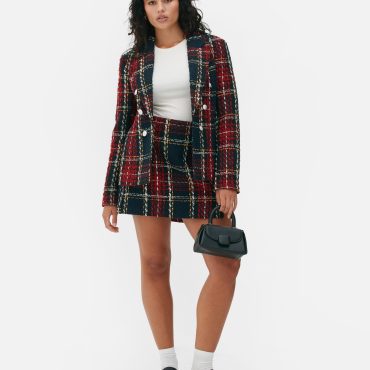 Tartan Bouclé Structured Blazer