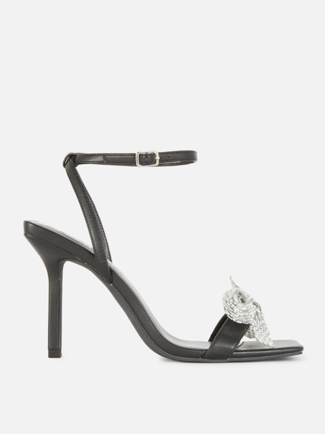 Metallic Bow High Heels