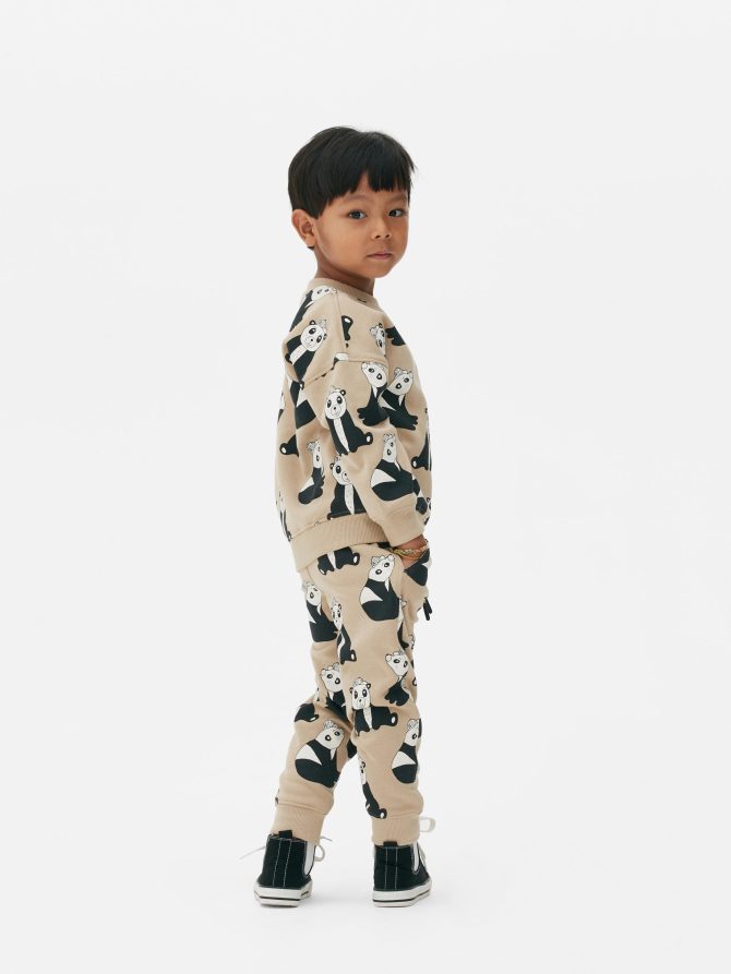 Panda Print Sweatshirt and Joggers Set - Image 2