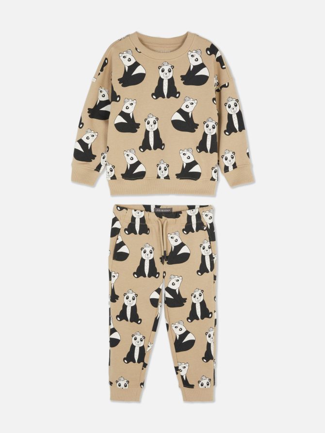 Panda Print Sweatshirt and Joggers Set - Image 3