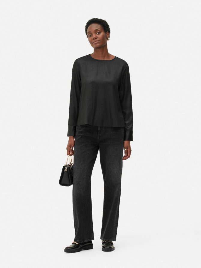 Long Sleeve Satin Blouse