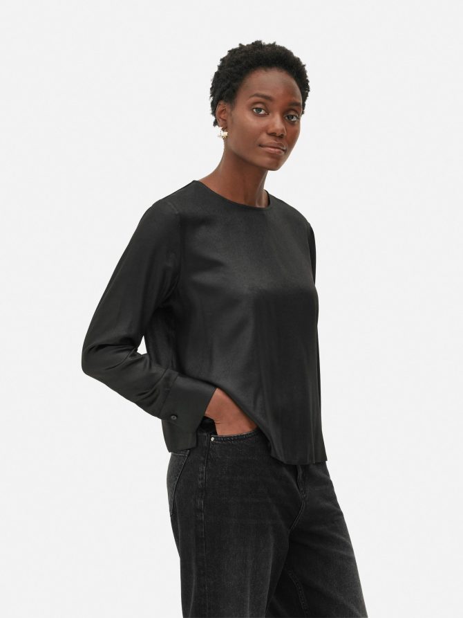 Long Sleeve Satin Blouse - Image 2
