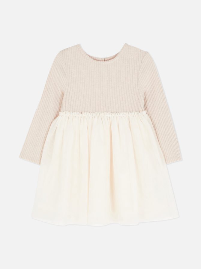 Ribbed Long Sleeve Tutu Dress