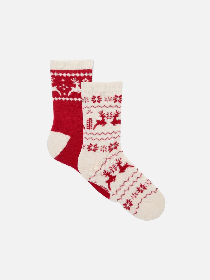 2-Pack Fair Isle Christmas Socks
