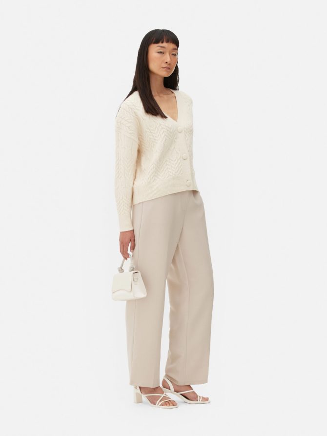 Cable Knit V-Neck Cardigan