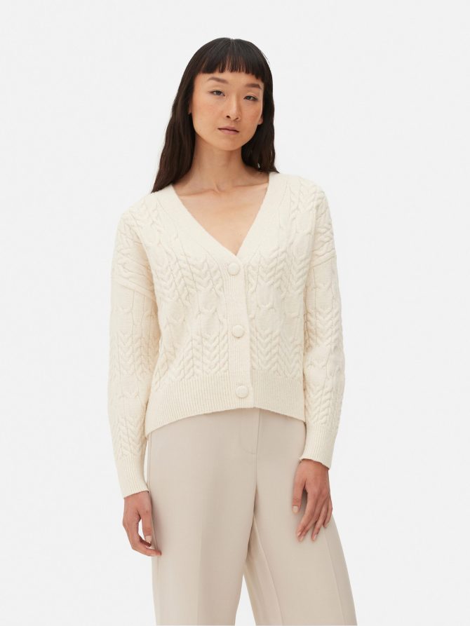Cable Knit V-Neck Cardigan - Image 2
