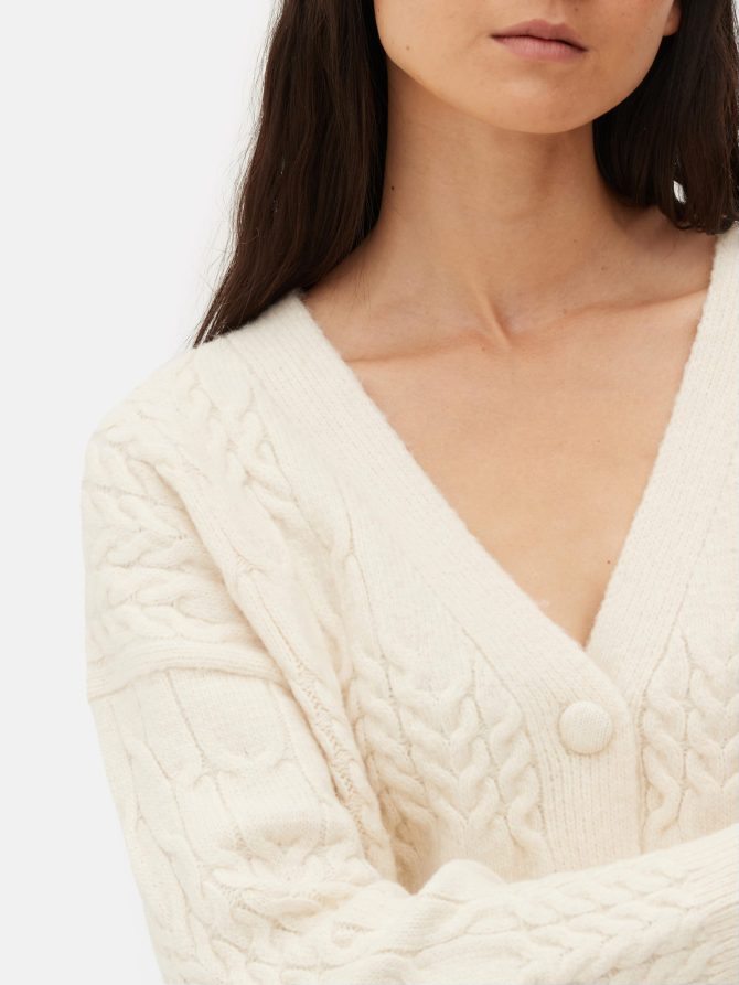 Cable Knit V-Neck Cardigan - Image 3