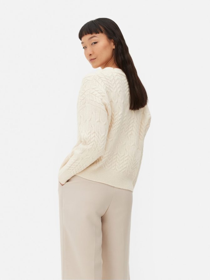 Cable Knit V-Neck Cardigan - Image 4