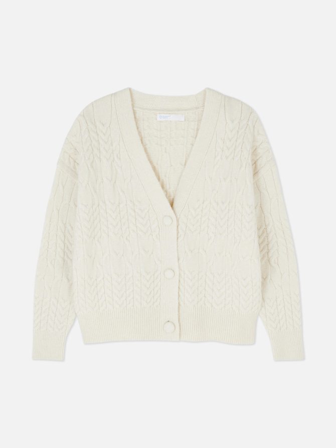 Cable Knit V-Neck Cardigan - Image 5
