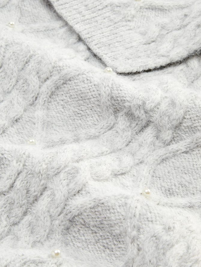 Faux Pearl Cable Knit Beanie - Image 2