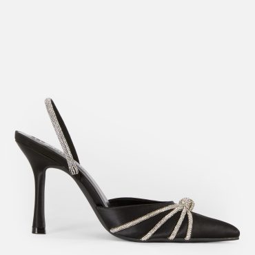 Rhinestone Knot Pointed Slingback Stilettos