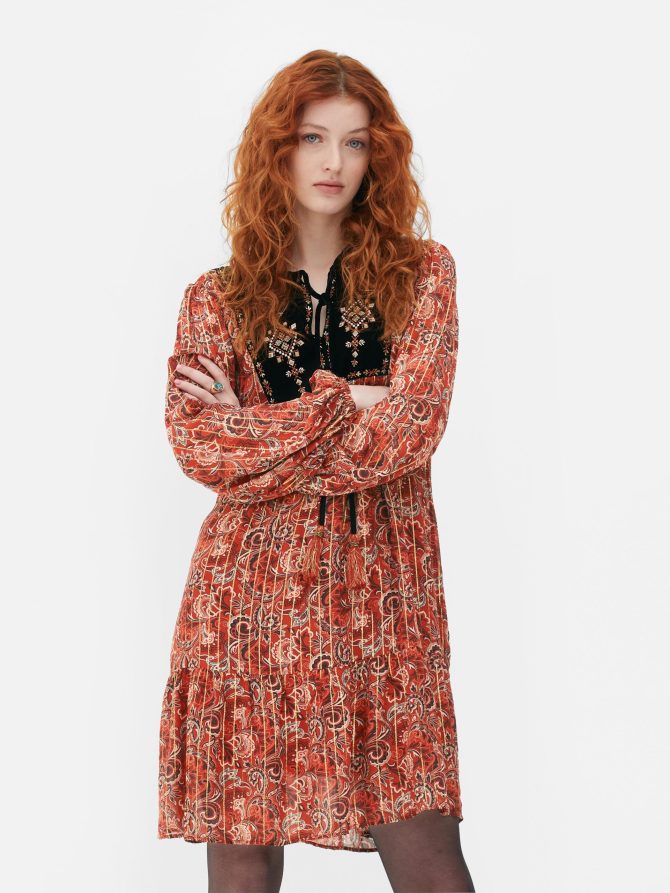 Paisley Mini Smock Dress - Image 2