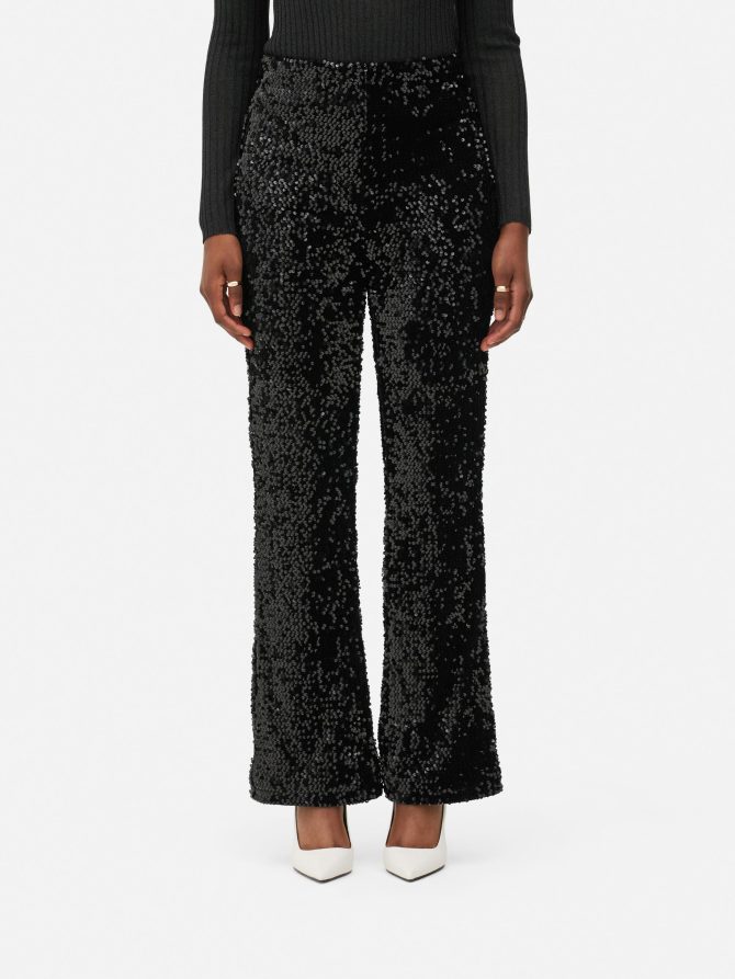 Sequin Flared Trousers - Image 2