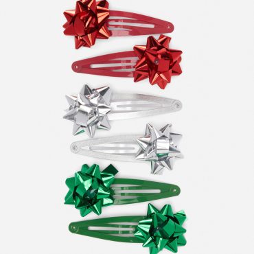 6-Pack Christmas Gift Ribbon Hair Clips