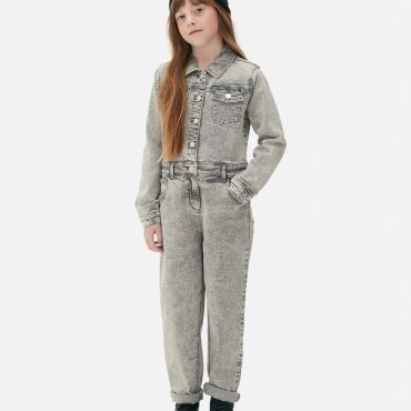 Long Sleeve Denim Jumpsuit