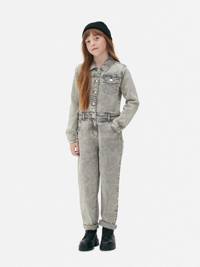 Long Sleeve Denim Jumpsuit