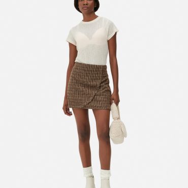 Brushed Wrap Mini Skirt