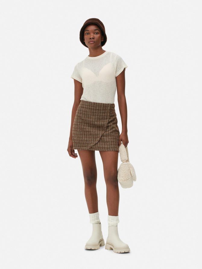 Brushed Wrap Mini Skirt