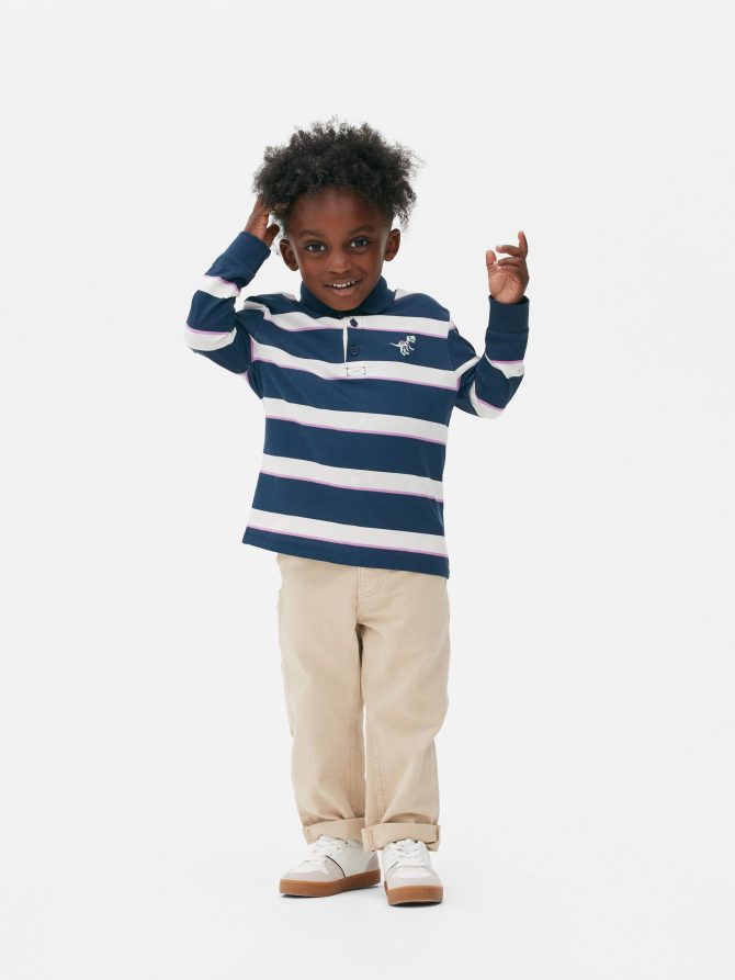Striped  Long Sleeve Polo