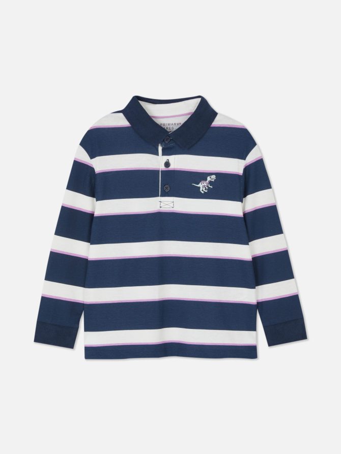 Striped  Long Sleeve Polo - Image 3