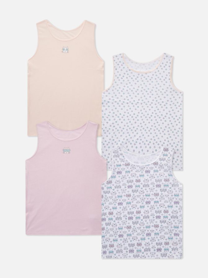 4-Pack Cat Print Vests