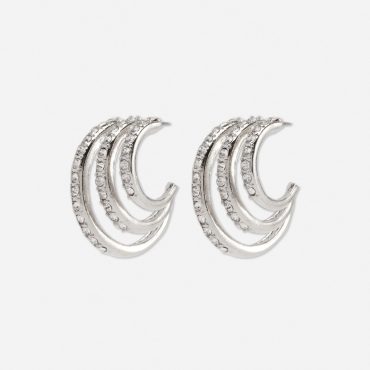 Rhinestone Triple Hoop Earrings