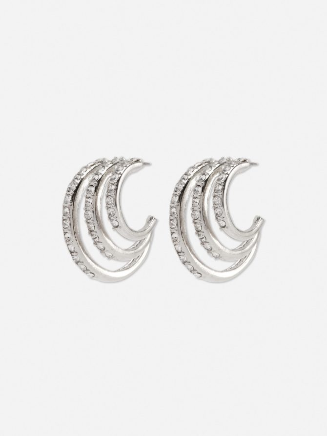 Rhinestone Triple Hoop Earrings