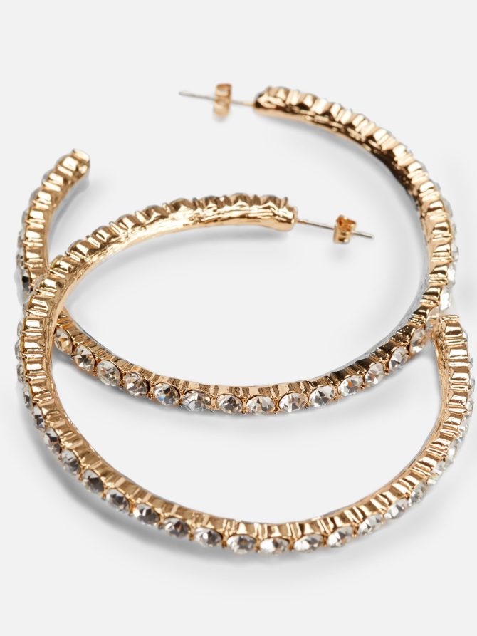 Large Rhinestone Hoop Earrings - Image 2